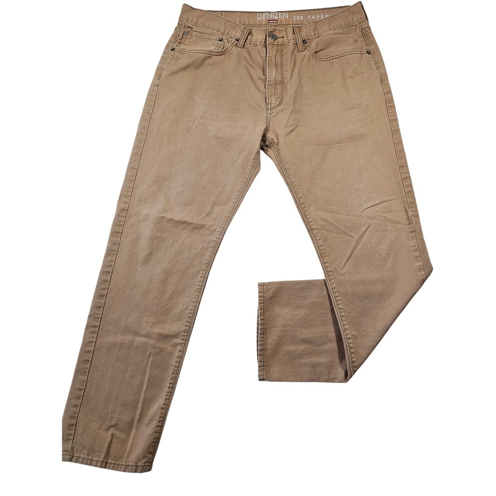 Denizen Levi's 288 Taper Pants Mens 34x30 Tan Khaki Twill Chino Tapered Fit